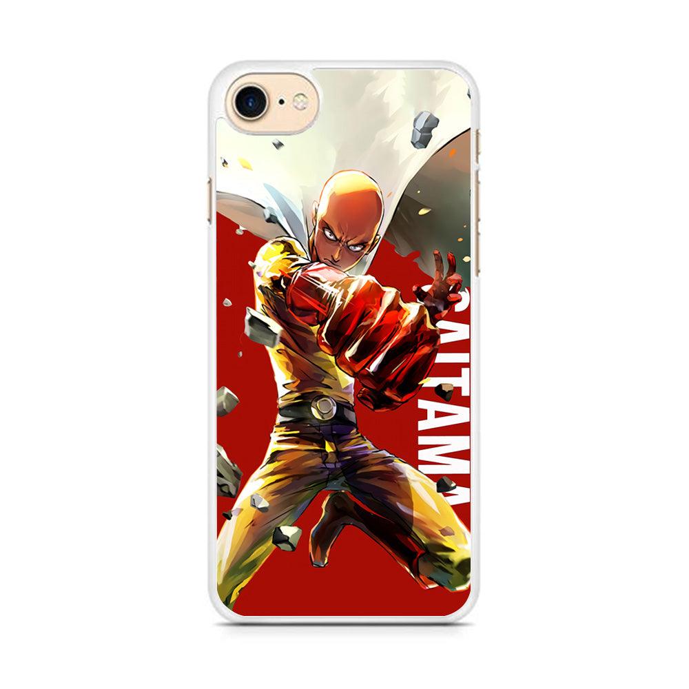 One Punch Man Saitama Red iPhone 7 Case-Rubber / White (2D Case)-Xtracase