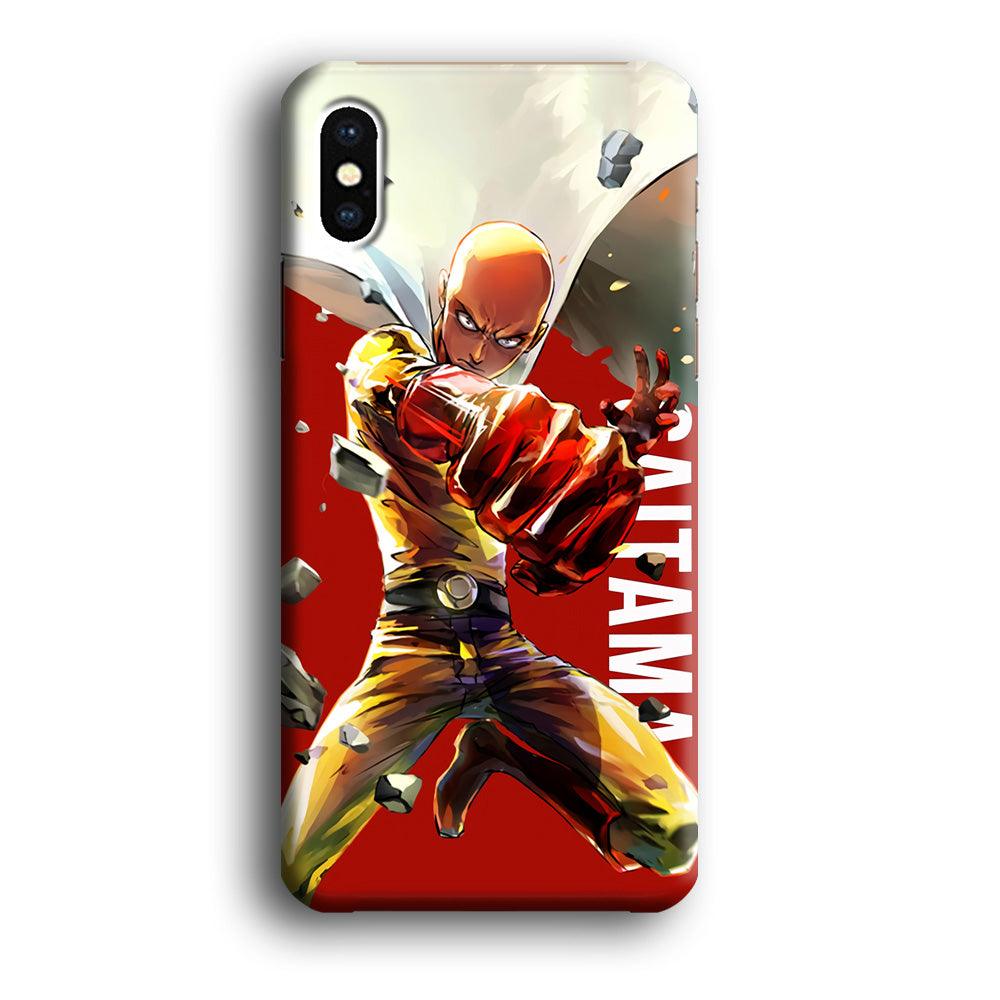 One Punch Man Saitama Red iPhone Xs Case-Plastic / Full Wrap (3D Case)-Xtracase