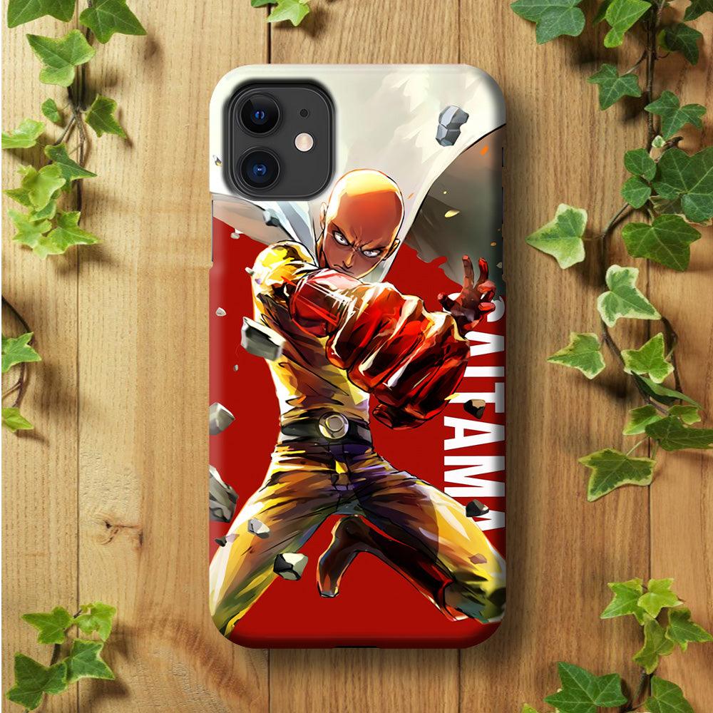One Punch Man Saitama Red iPhone 11 Case-Plastic / Full Wrap (3D Case)-Xtracase