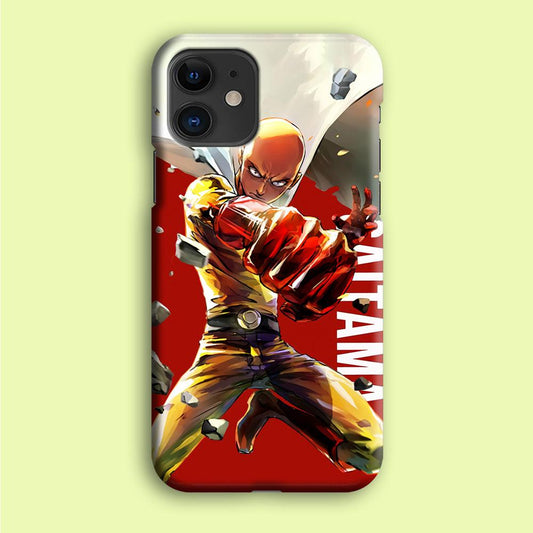 One Punch Man Saitama Red iPhone 12 Case-Plastic / Full Wrap (3D Case)-Xtracase