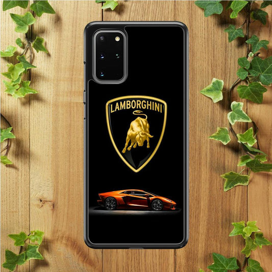 Orange Car Lamborghini Logo Samsung Galaxy S20 Plus Case-Rubber / White (2D Case)-Xtracase