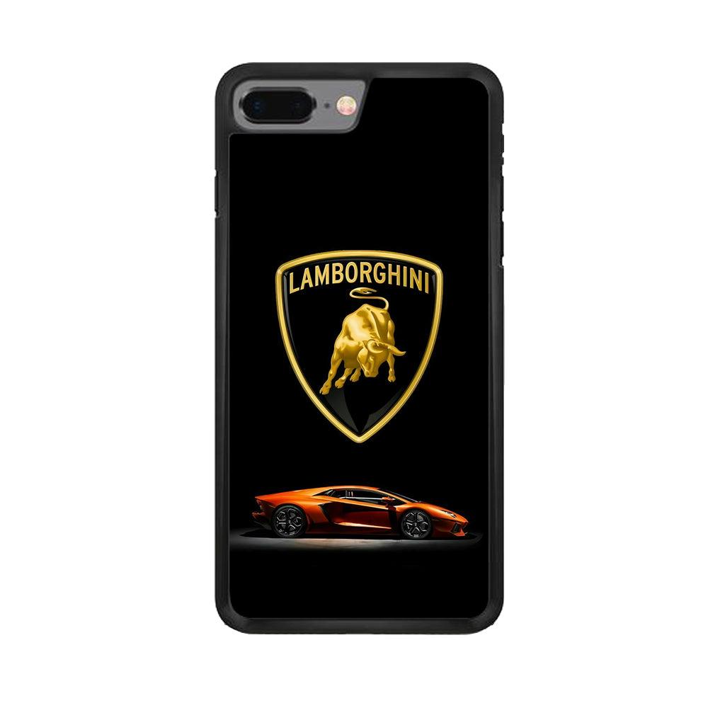 Orange Car Lamborghini Logo iPhone 7 Plus Case-Rubber / Black (2D Case)-Xtracase