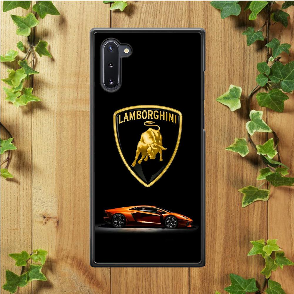 Orange Car Lamborghini Logo Samsung Galaxy Note 10 Case-Rubber / Black (2D Case)-Xtracase