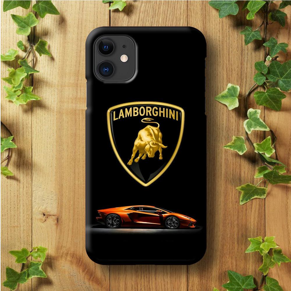 Orange Car Lamborghini Logo iPhone 11 Case-Plastic / Full Wrap (3D Case)-Xtracase