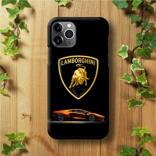 Orange Car Lamborghini Logo iPhone 11 Pro Max Case-Plastic / Full Wrap (3D Case)-Xtracase