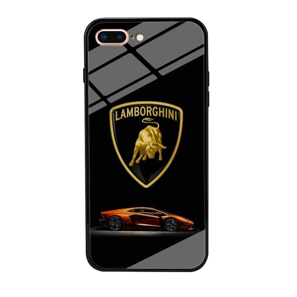 Orange Car Lamborghini Logo iPhone 7 Plus Case-Tempered Glass Case-Xtracase