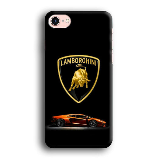 Orange Car Lamborghini Logo iPhone 8 Case-Plastic / Full Wrap (3D Case)-Xtracase