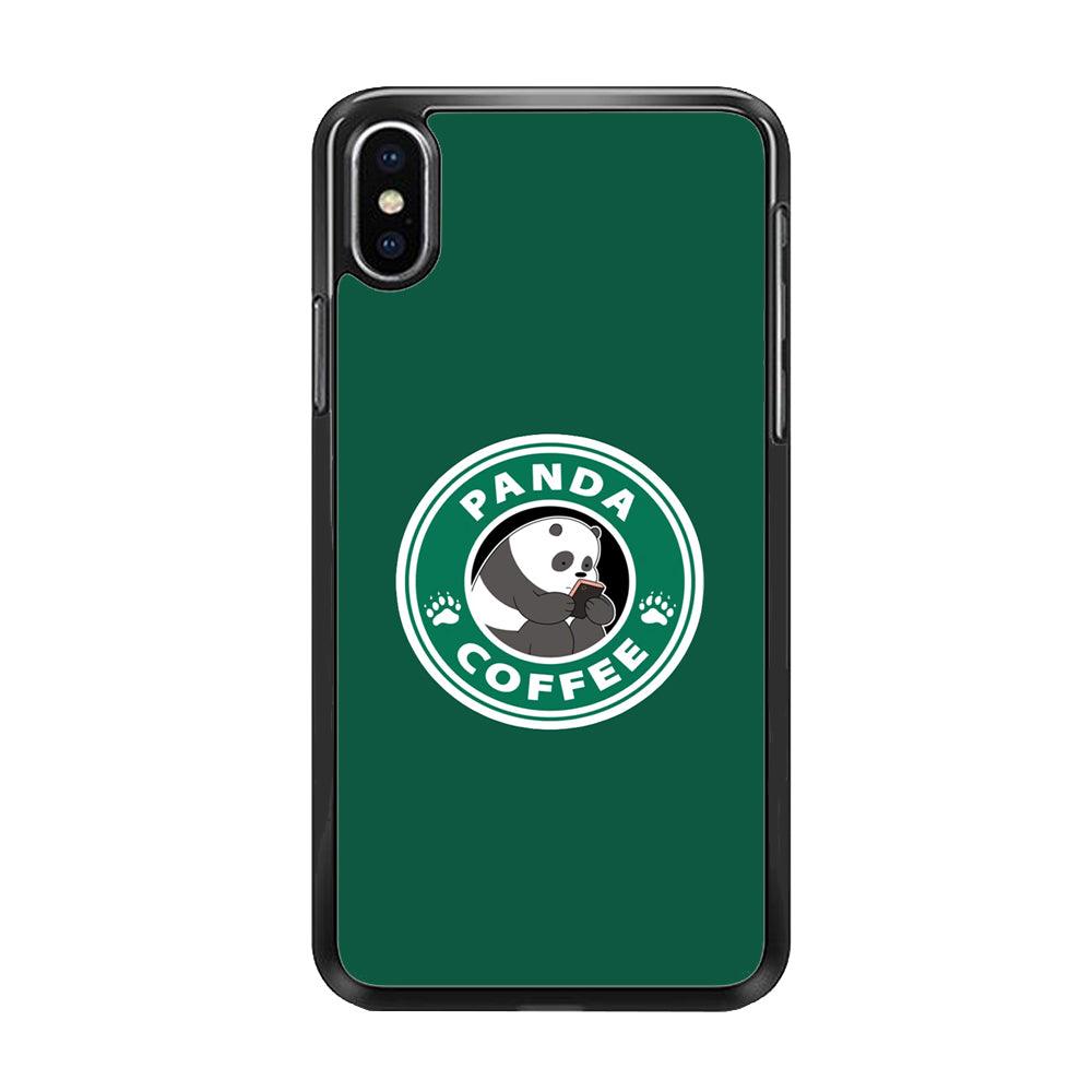 Panda Coffee iPhone X Case-Rubber / Black (2D Case)-Xtracase