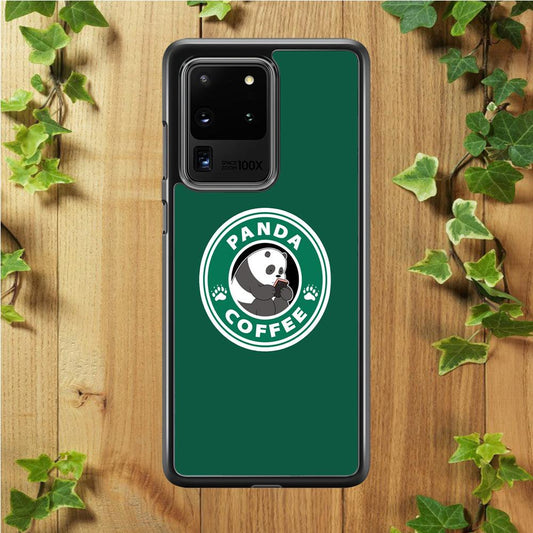 Panda Coffee Samsung Galaxy S20 Ultra Case-Rubber / Black (2D Case)-Xtracase