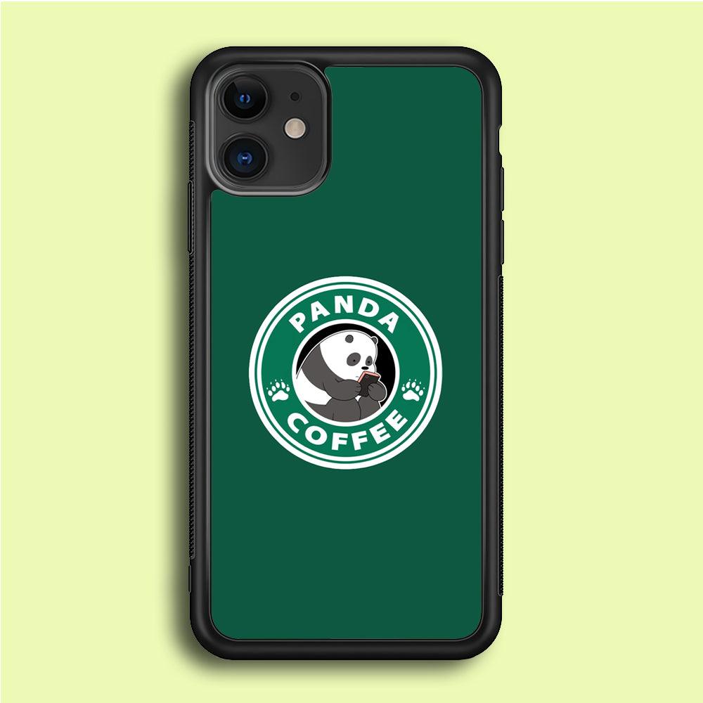 Panda Coffee iPhone 12 Case-Rubber / Black (2D Case)-Xtracase