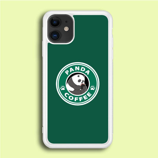 Panda Coffee iPhone 12 Case-Rubber / White (2D Case)-Xtracase