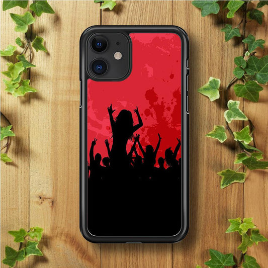 Party Silhouette iPhone 11 Case-Rubber / Black (2D Case)-Xtracase
