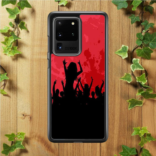 Party Silhouette Samsung Galaxy S20 Ultra Case-Rubber / White (2D Case)-Xtracase