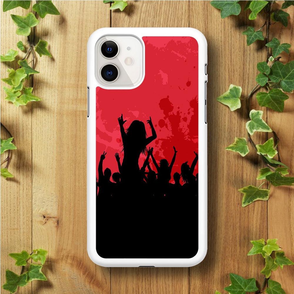 Party Silhouette iPhone 11 Case-Rubber / White (2D Case)-Xtracase