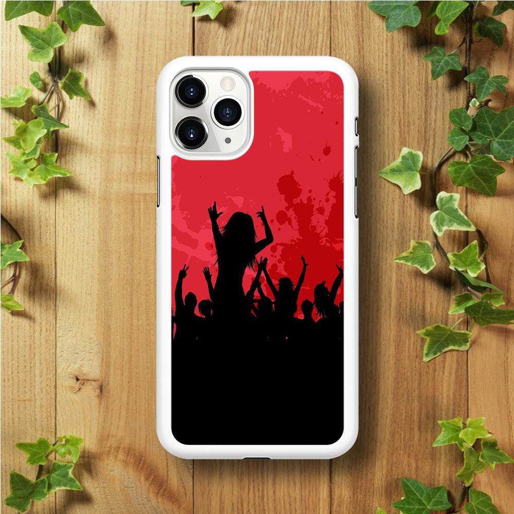 Party Silhouette iPhone 11 Pro Max Case-Rubber / White (2D Case)-Xtracase