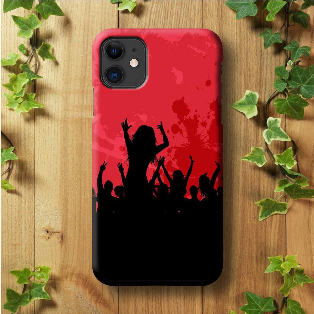 Party Silhouette iPhone 11 Case-Plastic / Full Wrap (3D Case)-Xtracase