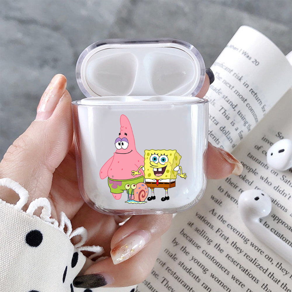 Patrick SpongeBob and Gary Hard Plastic Protective Clear Case Cover For Apple Airpods