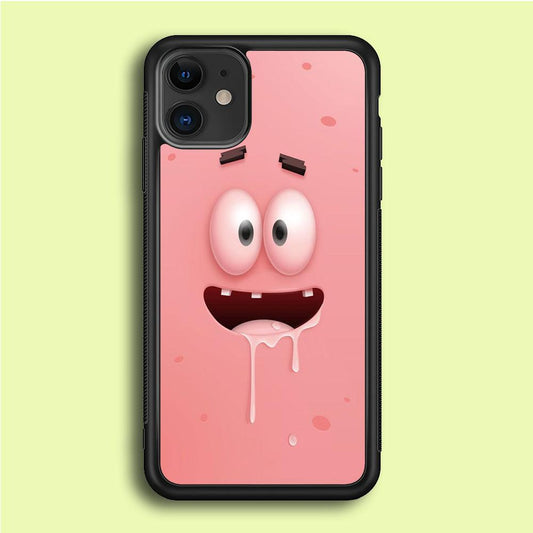 Patrick Star smiling face iPhone 12 Case-Rubber / Black (2D Case)-Xtracase