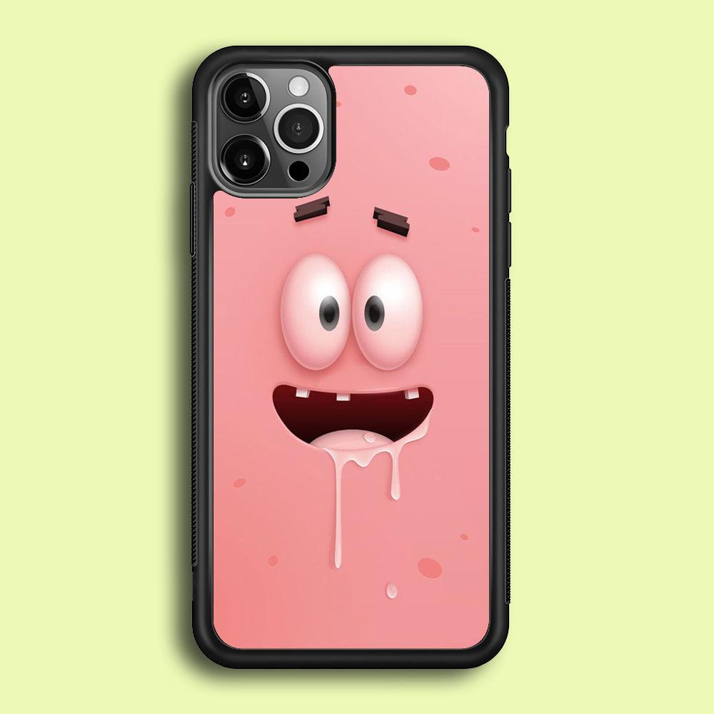 Patrick Star smiling face iPhone 12 Pro Case-Rubber / Black (2D Case)-Xtracase