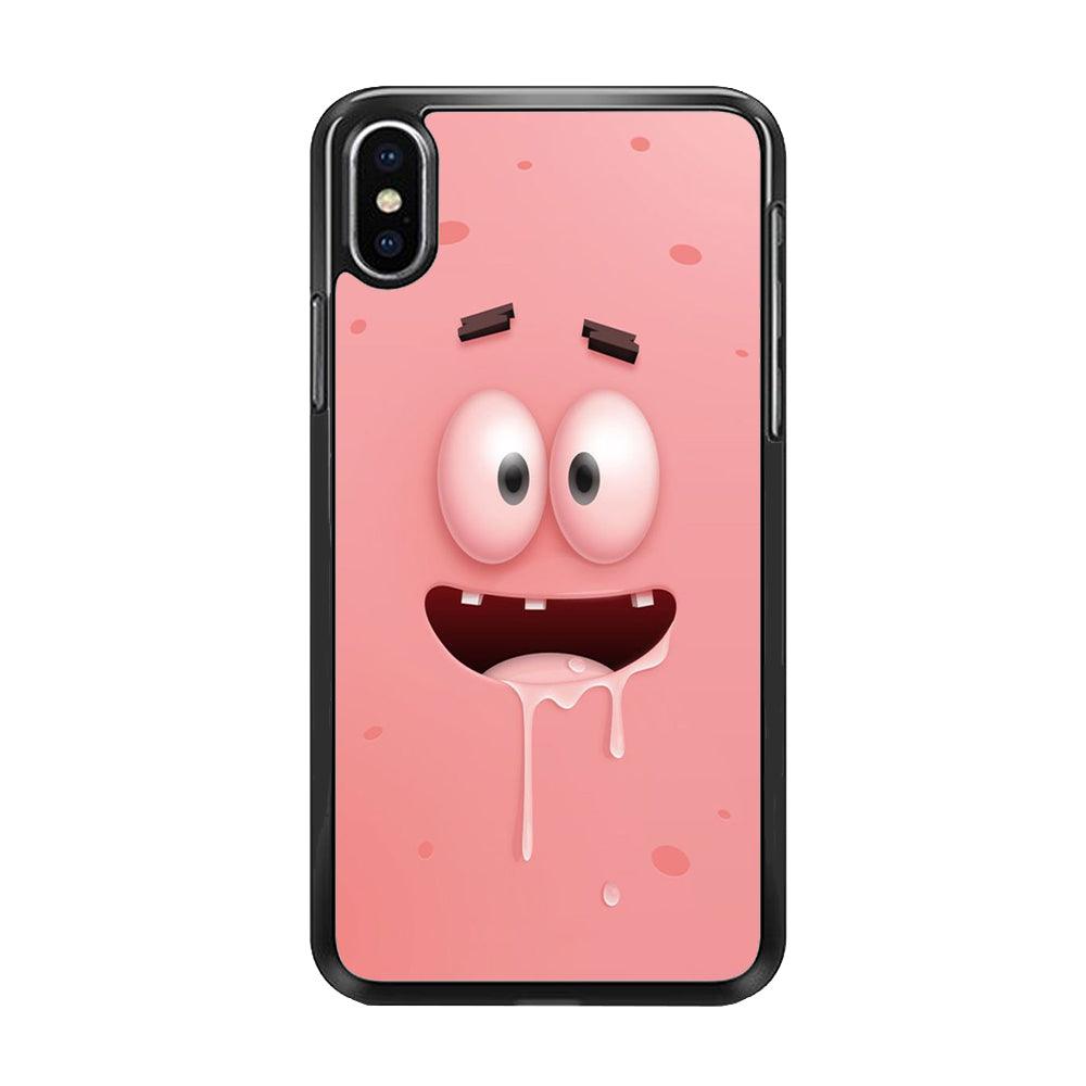 Patrick Star smiling face iPhone X Case-Rubber / Black (2D Case)-Xtracase
