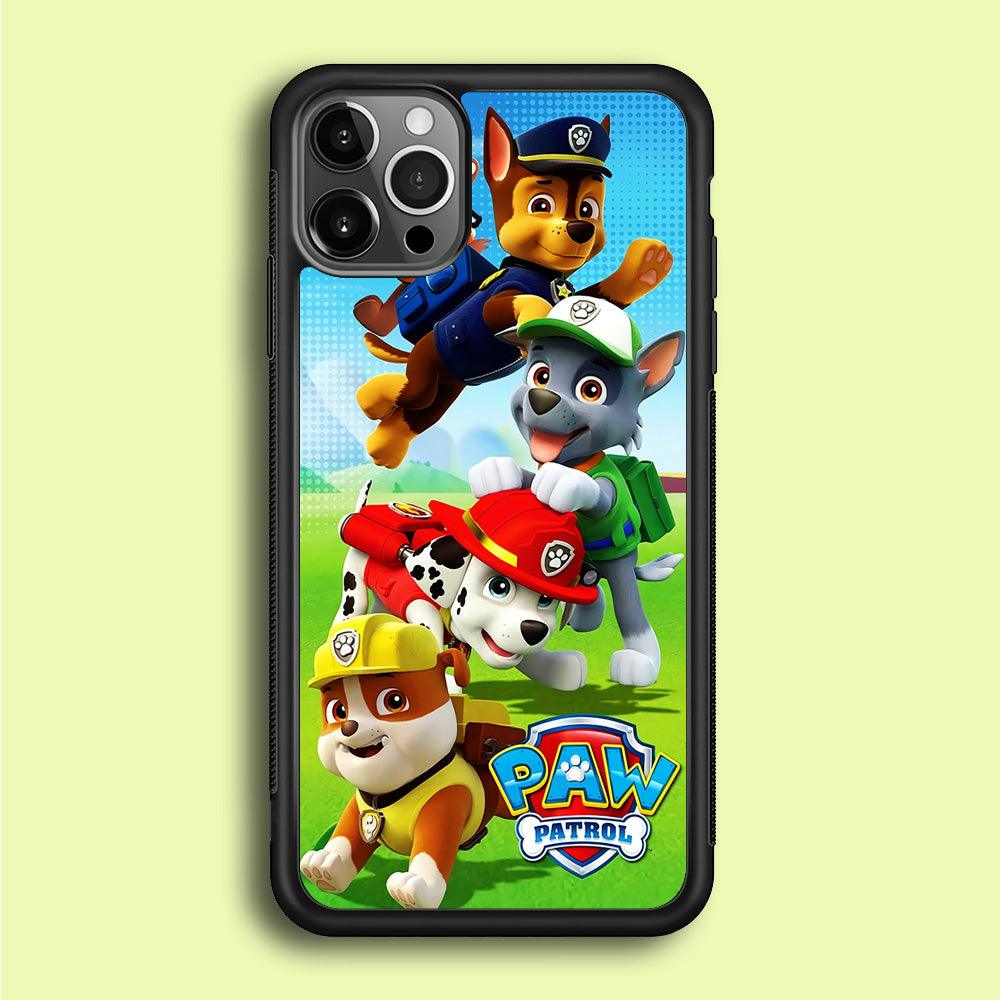 Paw Patrol Five Dogs iPhone 12 Pro Max Case-Rubber / Black (2D Case)-Xtracase