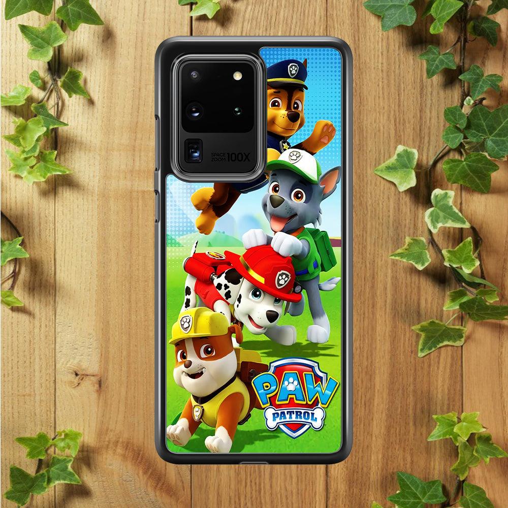 Paw Patrol Five Dogs Samsung Galaxy S20 Ultra Case-Rubber / White (2D Case)-Xtracase
