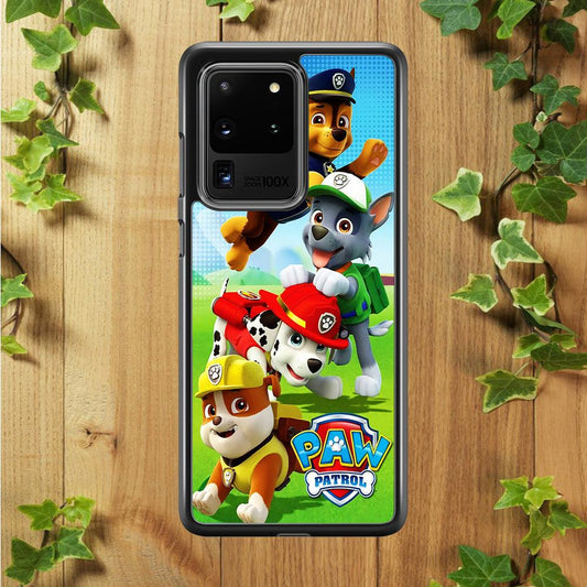Paw Patrol Five Dogs Samsung Galaxy S20 Ultra Case-Rubber / White (2D Case)-Xtracase