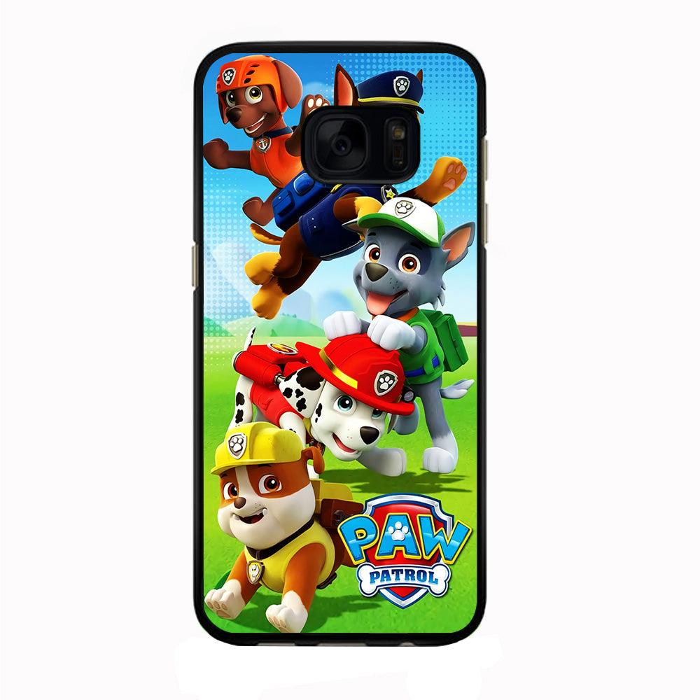 Paw Patrol Five Dogs Samsung Galaxy S7 Edge Case-Rubber / Black (2D Case)-Xtracase