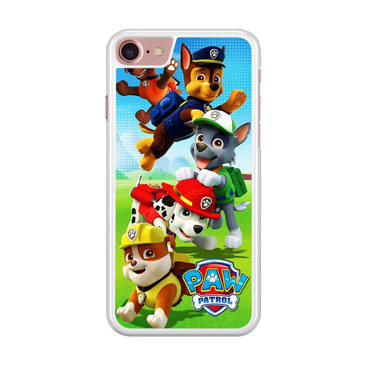 Paw Patrol Five Dogs iPhone SE 2020 Case-Rubber / White (2D Case)-Xtracase