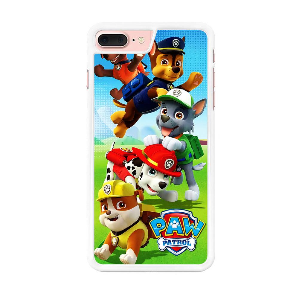 Paw Patrol Five Dogs iPhone 7 Plus Case-Rubber / White (2D Case)-Xtracase