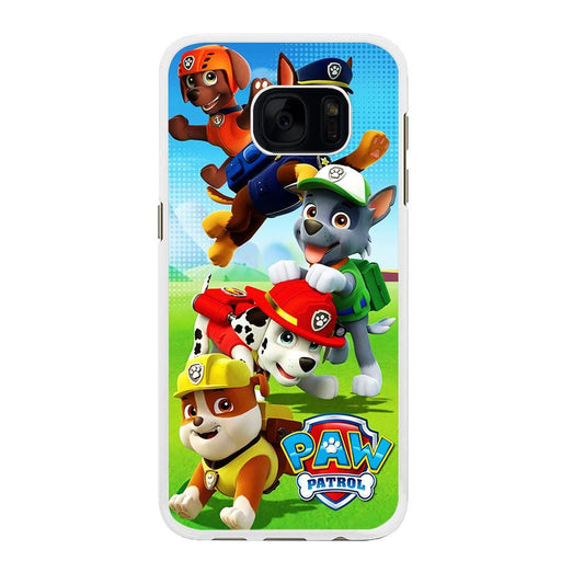 Paw Patrol Five Dogs Samsung Galaxy S7 Edge Case-Rubber / White (2D Case)-Xtracase