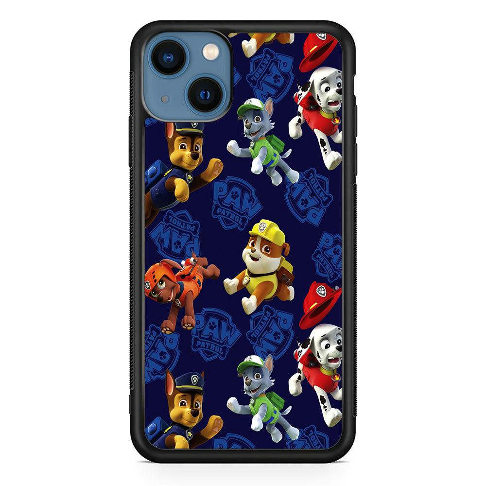 Paw Patrol Patern Blue iPhone 13 Pro Case-Rubber / Black (2D Case)-Xtracase
