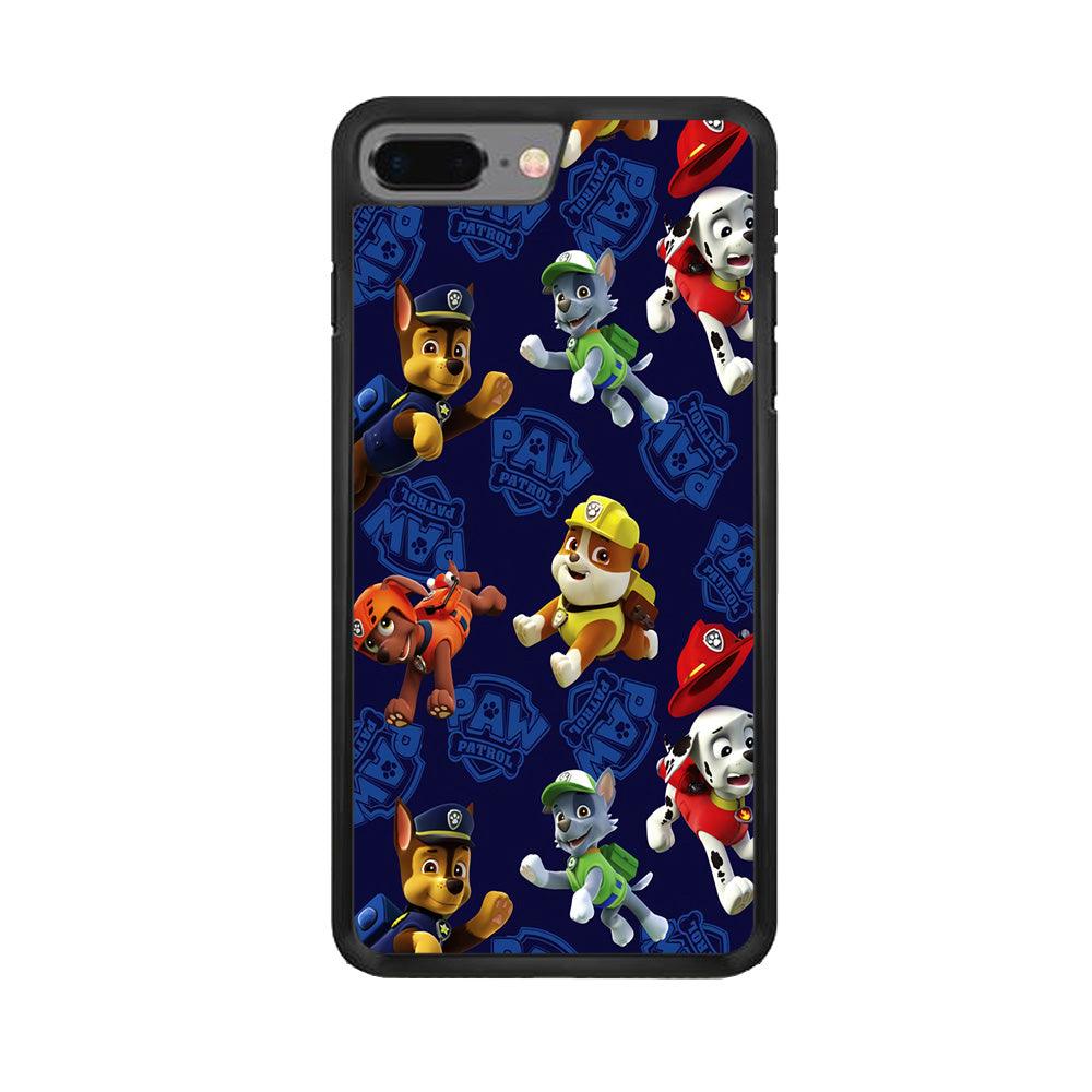 Paw Patrol Patern Blue iPhone 7 Plus Case-Rubber / Black (2D Case)-Xtracase