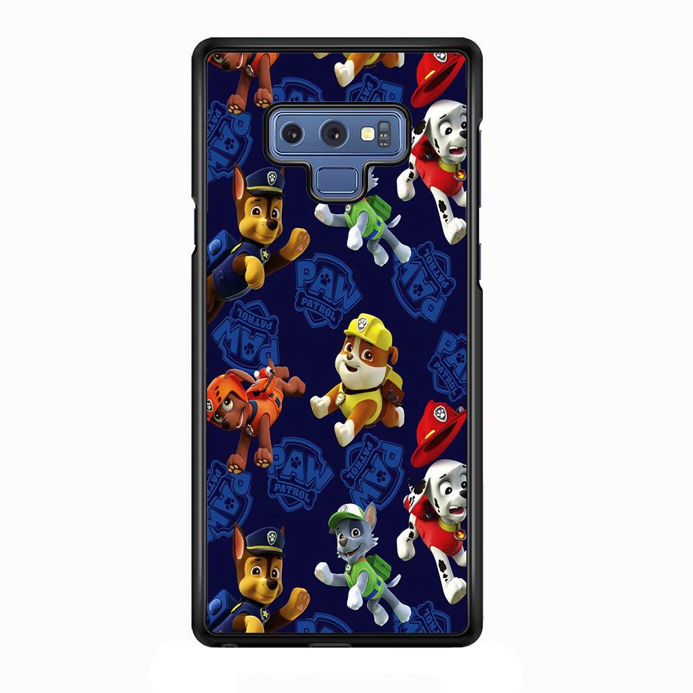 Paw Patrol Patern Blue Samsung Galaxy Note 9 Case-Rubber / Black (2D Case)-Xtracase