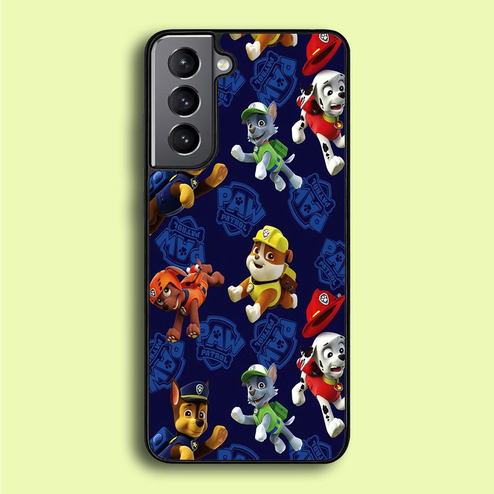 Paw Patrol Patern Blue Samsung Galaxy S21 Plus Case-Rubber / Black (2D Case)-Xtracase