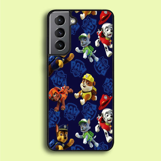 Paw Patrol Patern Blue Samsung Galaxy S21 Plus Case-Rubber / Black (2D Case)-Xtracase