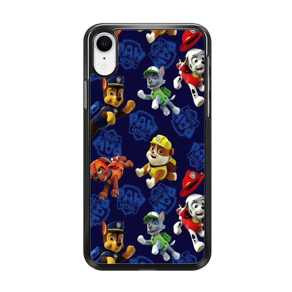Paw Patrol Patern Blue iPhone XR Case-Rubber / Black (2D Case)-Xtracase