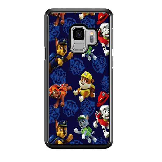 Paw Patrol Patern Blue Samsung Galaxy S9 Case-Rubber / Black (2D Case)-Xtracase