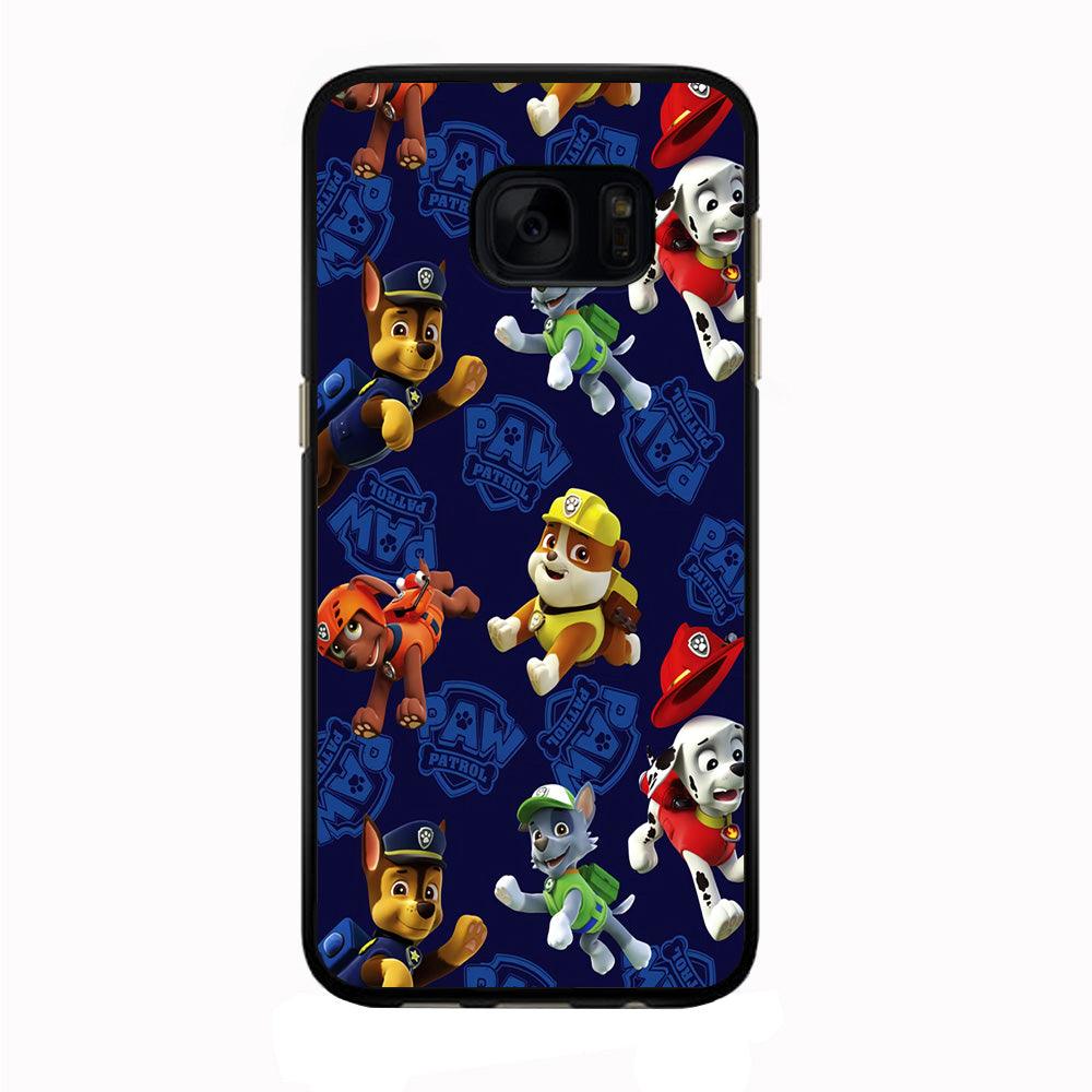 Paw Patrol Patern Blue Samsung Galaxy S7 Edge Case-Rubber / Black (2D Case)-Xtracase