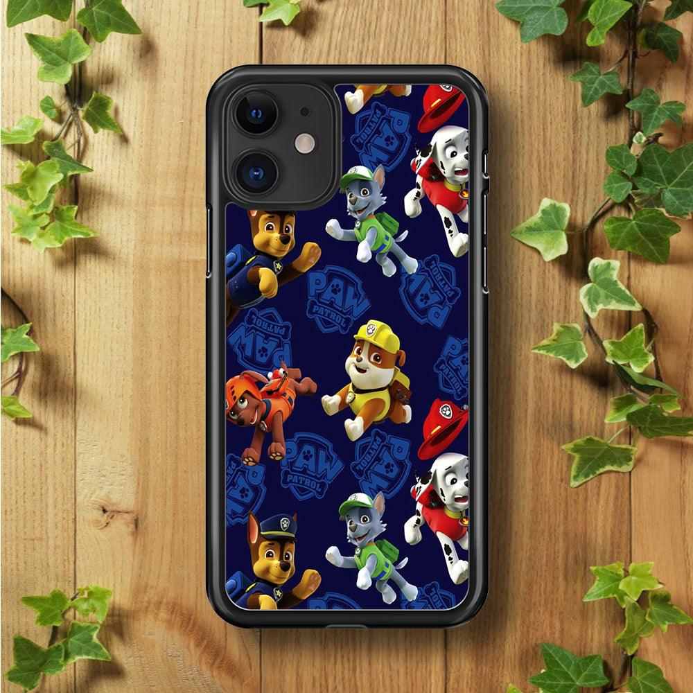 Paw Patrol Patern Blue iPhone 11 Case-Rubber / Black (2D Case)-Xtracase