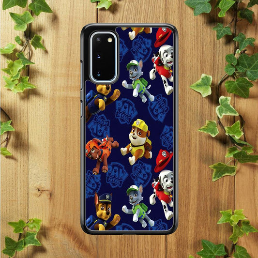 Paw Patrol Patern Blue Samsung Galaxy S20 Case-Rubber / White (2D Case)-Xtracase