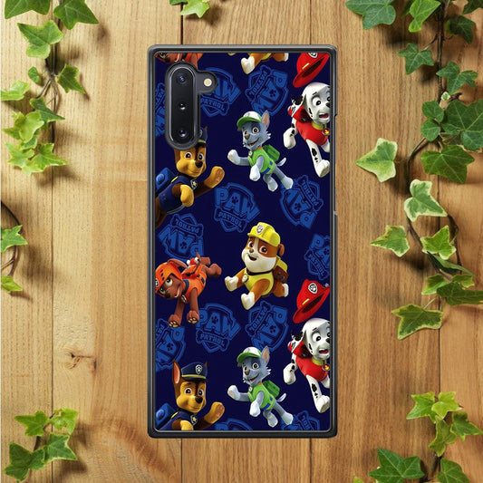 Paw Patrol Patern Blue Samsung Galaxy Note 10 Case-Rubber / White (2D Case)-Xtracase
