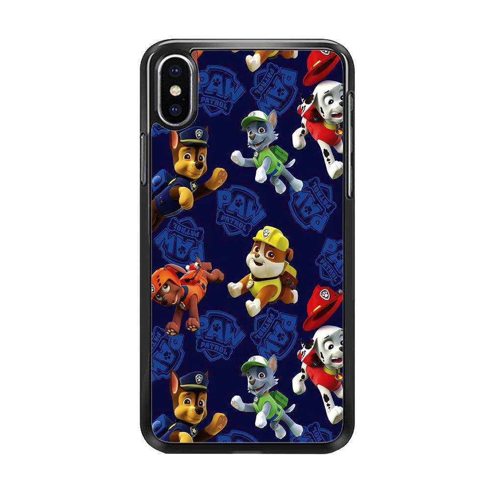 Paw Patrol Patern Blue iPhone Xs Max Case-Rubber / Black (2D Case)-Xtracase