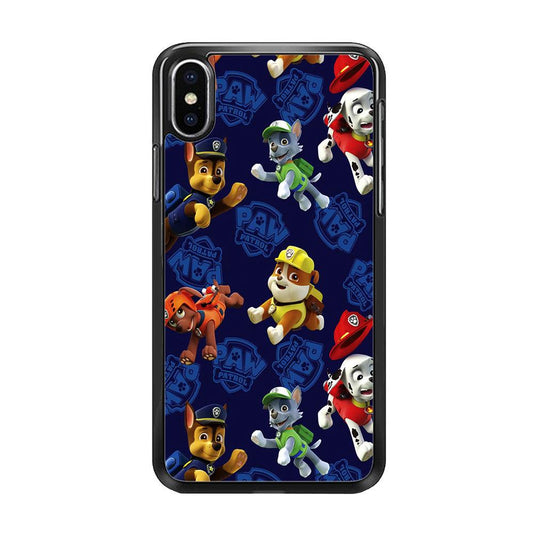 Paw Patrol Patern Blue iPhone Xs Max Case-Rubber / Black (2D Case)-Xtracase