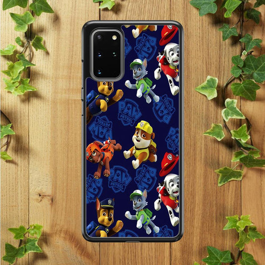 Paw Patrol Patern Blue Samsung Galaxy S20 Plus Case-Rubber / Black (2D Case)-Xtracase