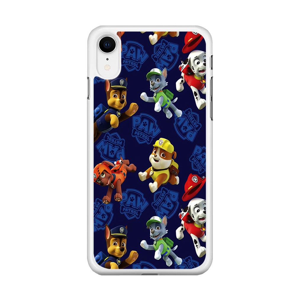 Paw Patrol Patern Blue iPhone XR Case-Rubber / White (2D Case)-Xtracase