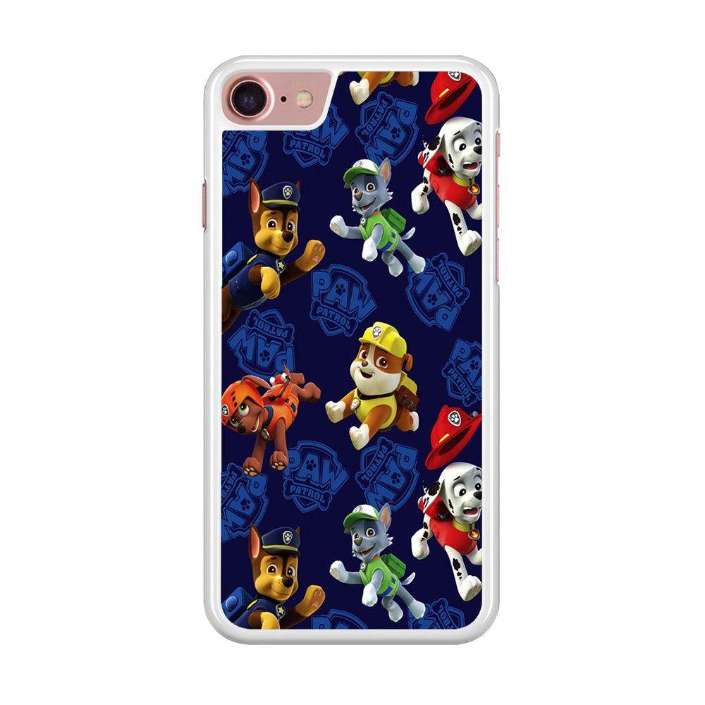Paw Patrol Patern Blue iPhone SE 2020 Case-Rubber / White (2D Case)-Xtracase