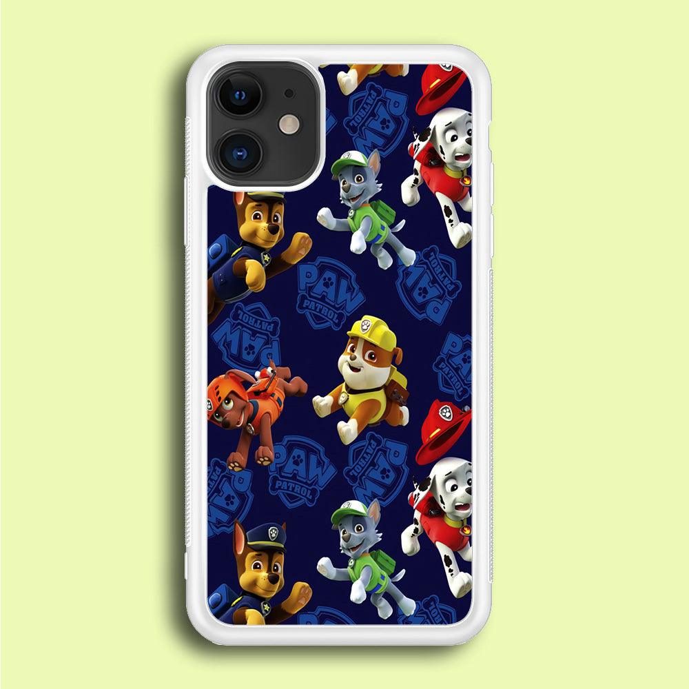 Paw Patrol Patern Blue iPhone 12 Case-Rubber / White (2D Case)-Xtracase