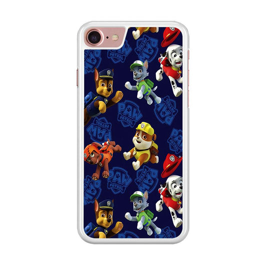 Paw Patrol Patern Blue iPhone 7 Case-Rubber / White (2D Case)-Xtracase