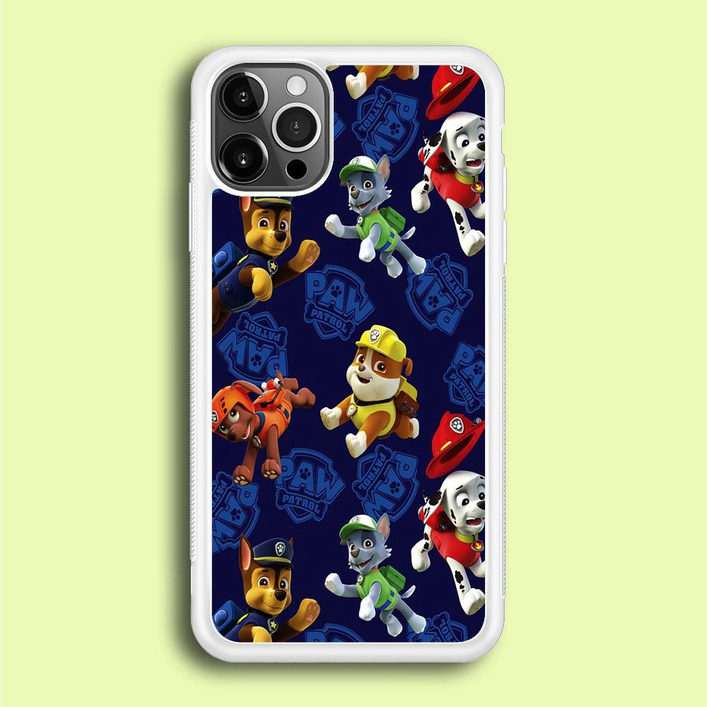 Paw Patrol Patern Blue iPhone 12 Pro Case-Rubber / White (2D Case)-Xtracase